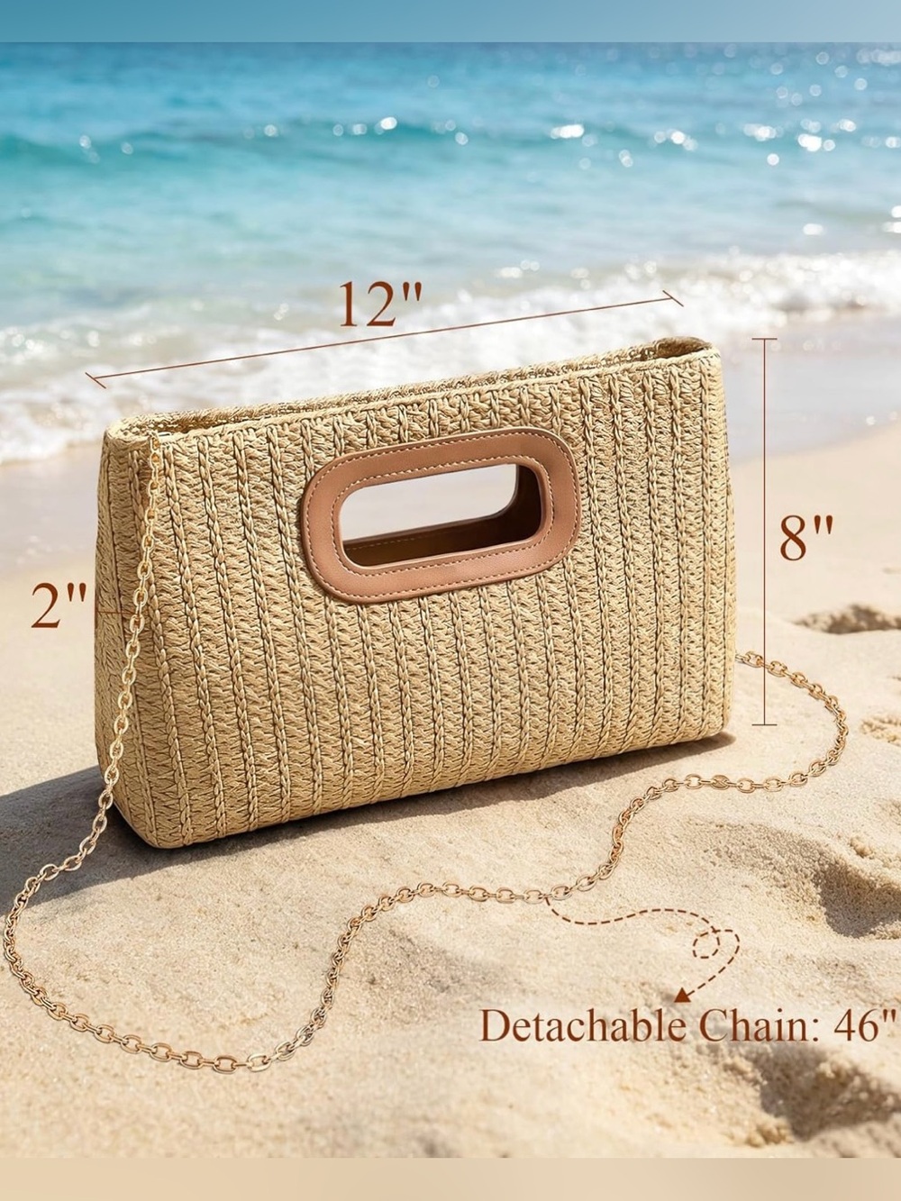 Woven Straw Clutch Bag in Natural - Picture 5 of 6